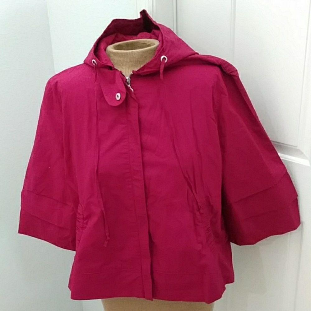 New York & Co 3/4 Sleeve Cotton Jacket with Hood